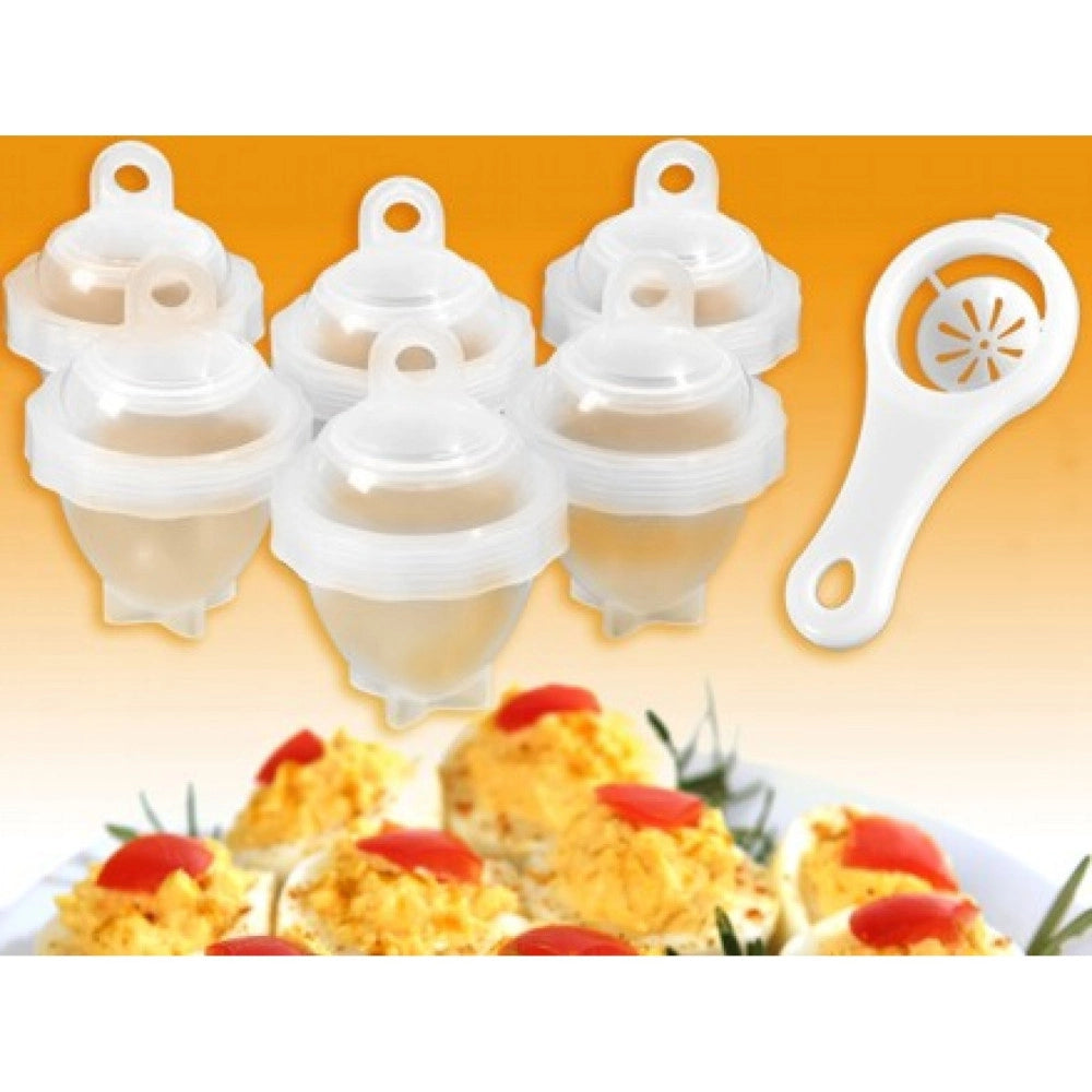 Trade Shop - Set 6 Pz Cucinare E Bollire Uovo Sodo Alla Coque Rompe Bolle Cucina Uova -