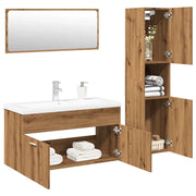 vidaXL Set Mobili da Bagno 4 pz Rovere Artigianale Legno Multistrato
