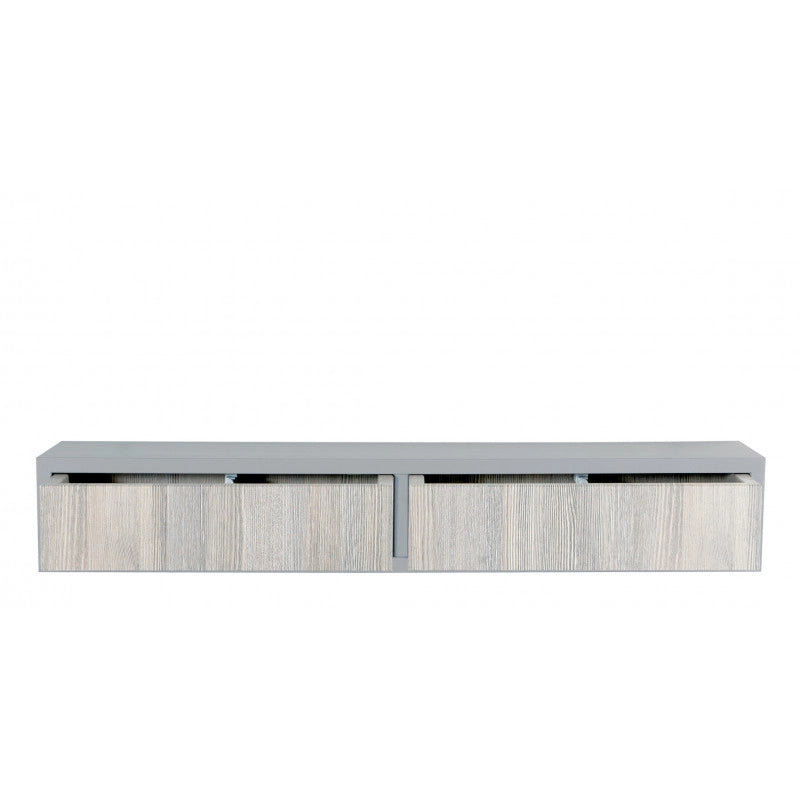 Mensola da Muro con Cassetto, Comodino Sospeso, Mensola da Parete, Grigio Sasso, 88,2x13,4 p20 cm - Domino