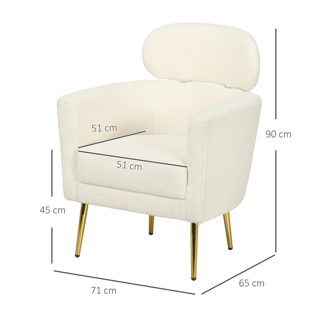 Poltrona Relax con Poggiatesta Amovibile ¨C Zephmum ¨C 71x65x90 cm Crema Tessuto