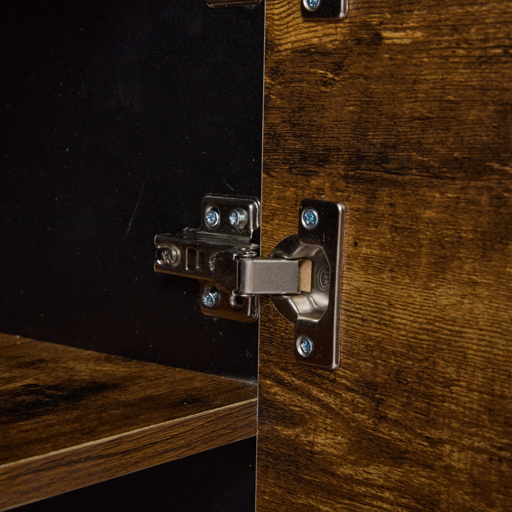 Vetrina con 2 Ante e 2 Cassetti e LED Bluetooth; 6 Vani; Stile Moderno Retr??; in MDF; Nero Effetto Legno; 80??40??138 cm