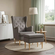 Poltrona con Ottomano 2 pz Tortora Tessuto 3418810