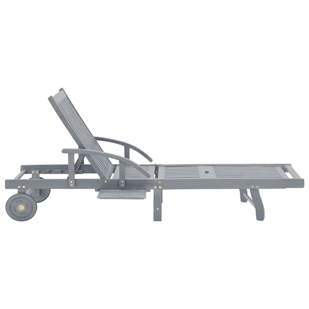 Lettino prendisole sedia a sdraio lettino prendisole letto da giardino mobili da esterno per patio legno massello di acacia grigio 02_0012776