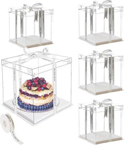 Contenitori trasparenti a coperchio - 5 pezzi - 20 cm - scatola per dessert - plastica - scatole per regalo - a doppia imbottitura - 66x26x25cm