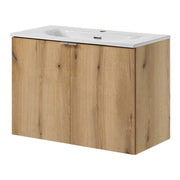 Armadio Pensile Sottolavabo NEWPORT con Lavandino 80x57x39 cm Effetto Rovere [en.casa]