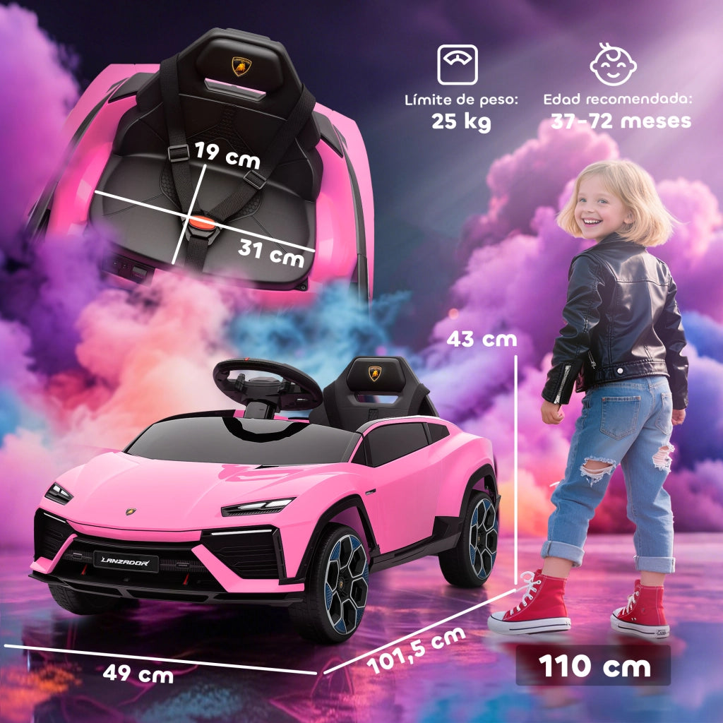 Auto Bambini Lamborghini Elettrica 12V ¨C zephmum ¨C Rosa con Telecomando
