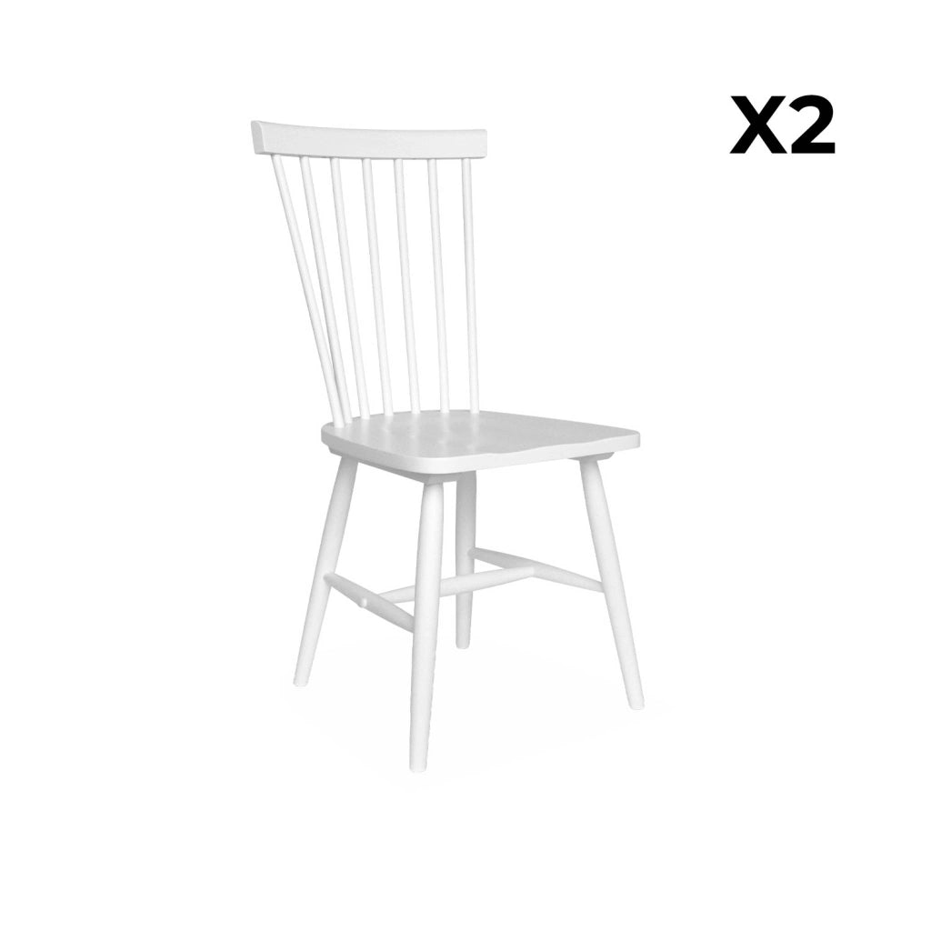 Set 2 sedie da pranzo in legno, impilabili stile vintage, bianco