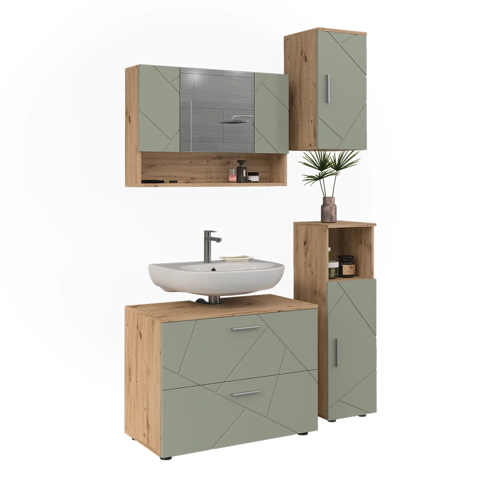Vicco Set di mobili da bagno Verde salvia 4 parti