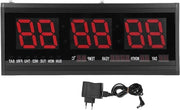 Ora Digitale LED per Parete per Casa e Ufficio - Temperatura Interna - Data - 24 o 12 Ore - Fissaggio alla Parete - Rosso - Stile Design Sport