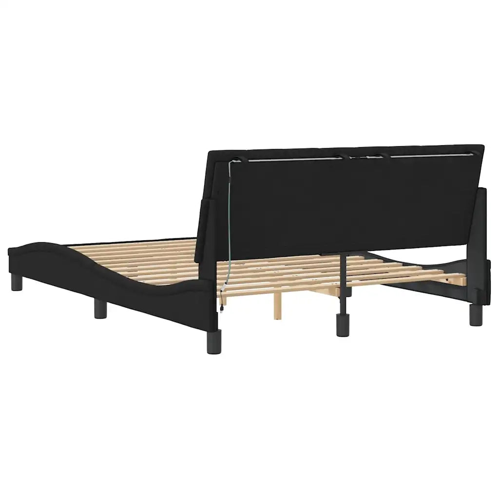 Giroletto con LED senza Materasso-Struttura Letto Hanko Nero 120x200 cm in Velluto