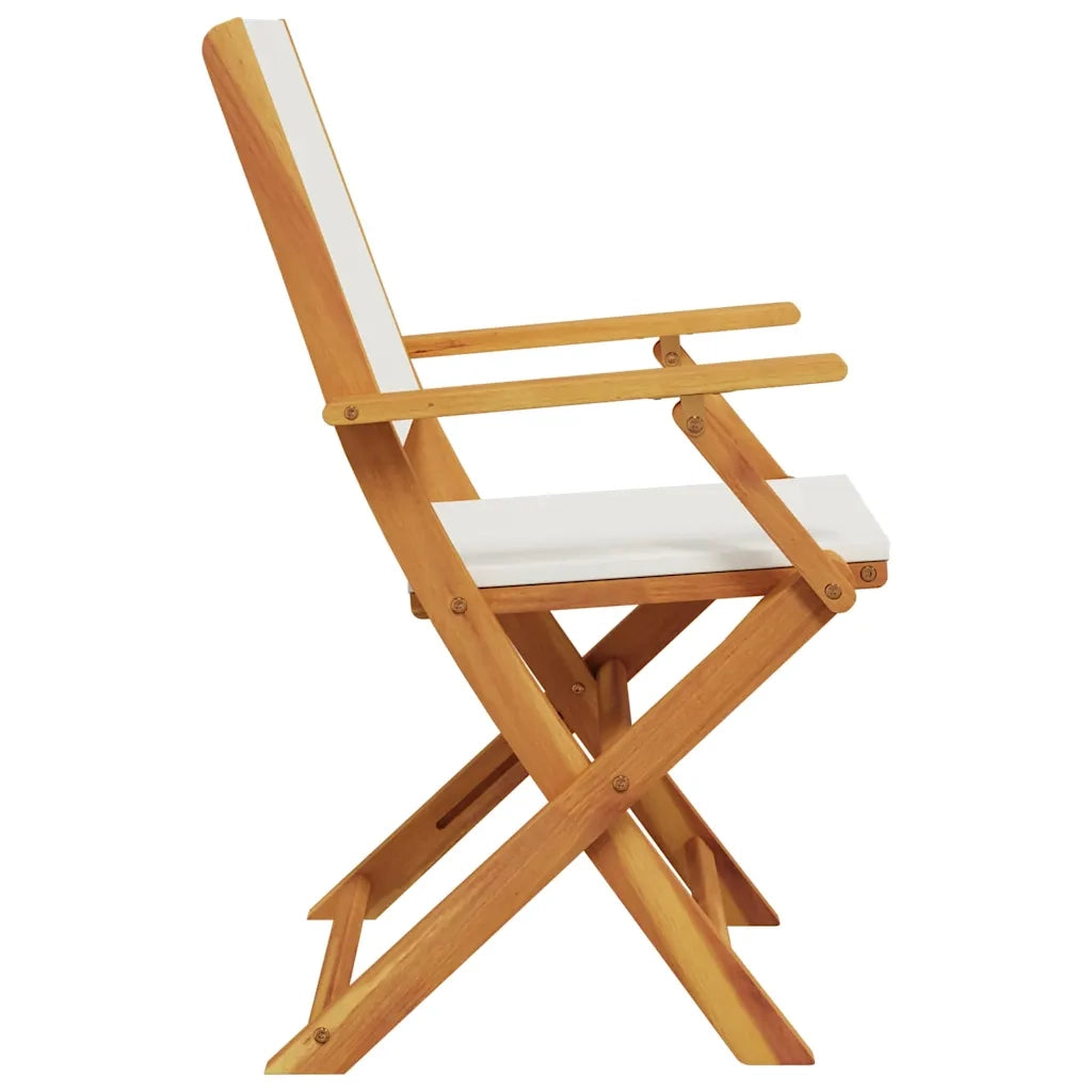 Sedie Giardino 2 pz | Sedie da Esterno Bianco Crema Legno Massello Acacia e Tessuto