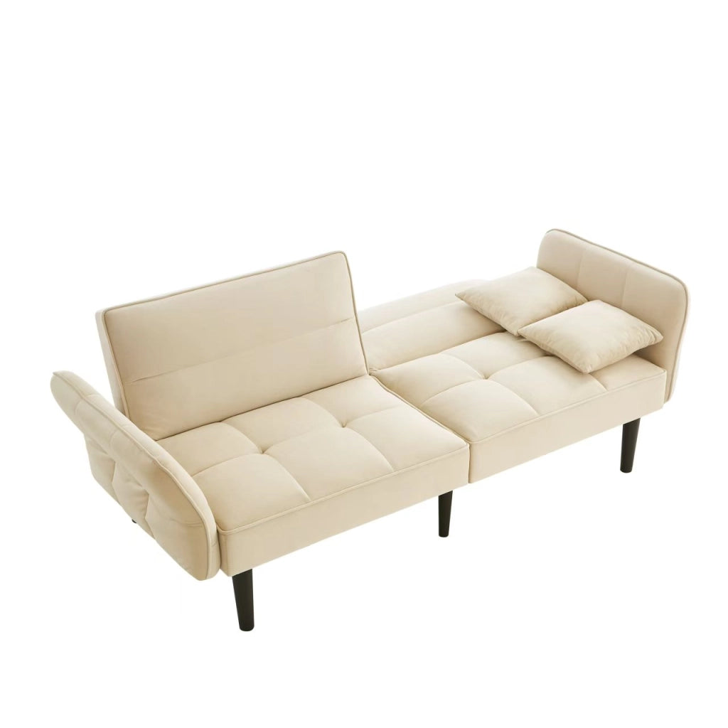 Divano Letto 2 Posti ¨C MINIMAL ¨C Velluto, Braccioli Ribaltabili, Reclinabile