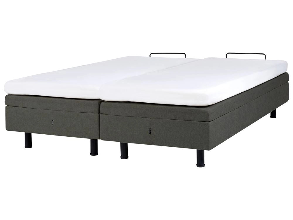 Letto matrimoniale regolabile elettronicamente con telecomando senza testata in poliestere grigio scuro 160 x 200 cm stile moderno
