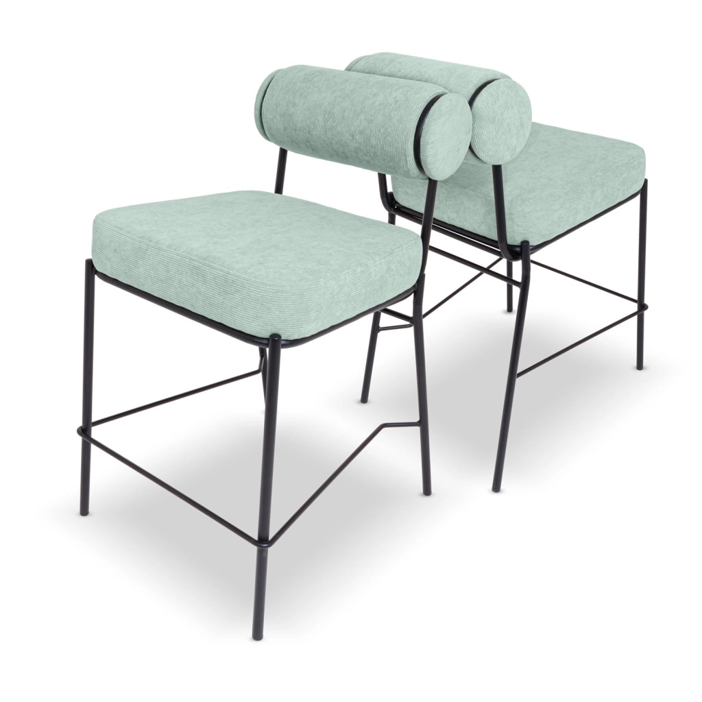 Sapporo - Set di 2 sgabelli di design in metallo e velluto a coste