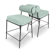 Sapporo - Set di 2 sgabelli di design in metallo e velluto a coste