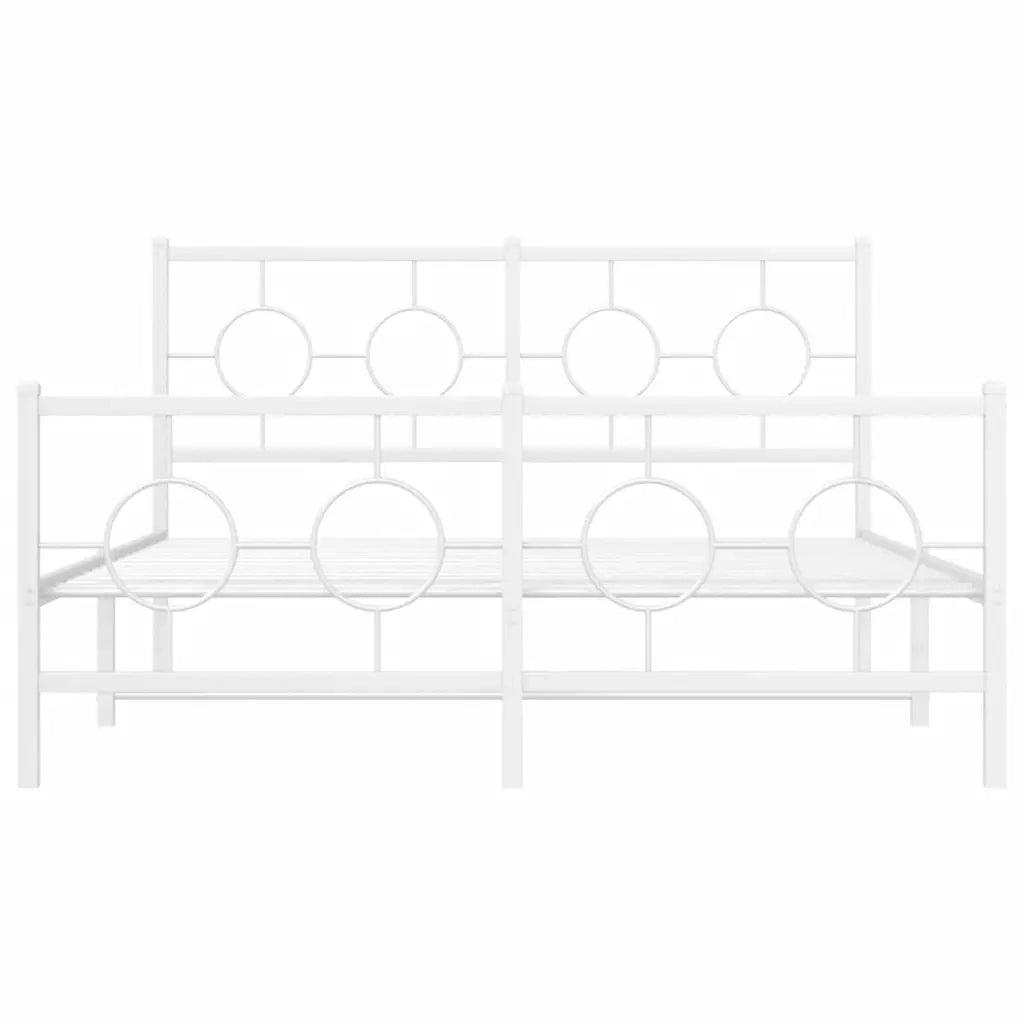 Giroletto con Testiera e Pediera Metallo Bianco 140x190 cm