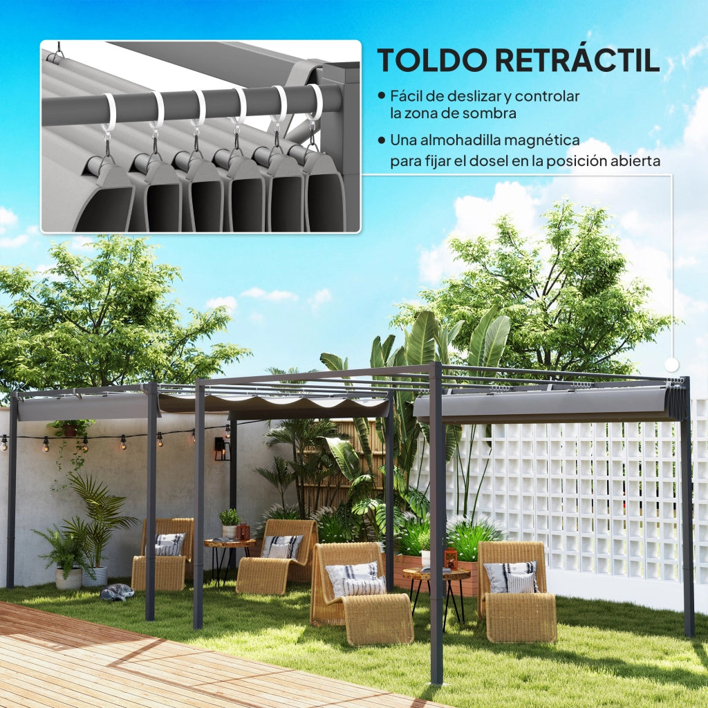 Pergola con Tetto Retrattile 3x3m ¨C Xylo ¨C Chiusura Magnetica Protezione UV Grigio