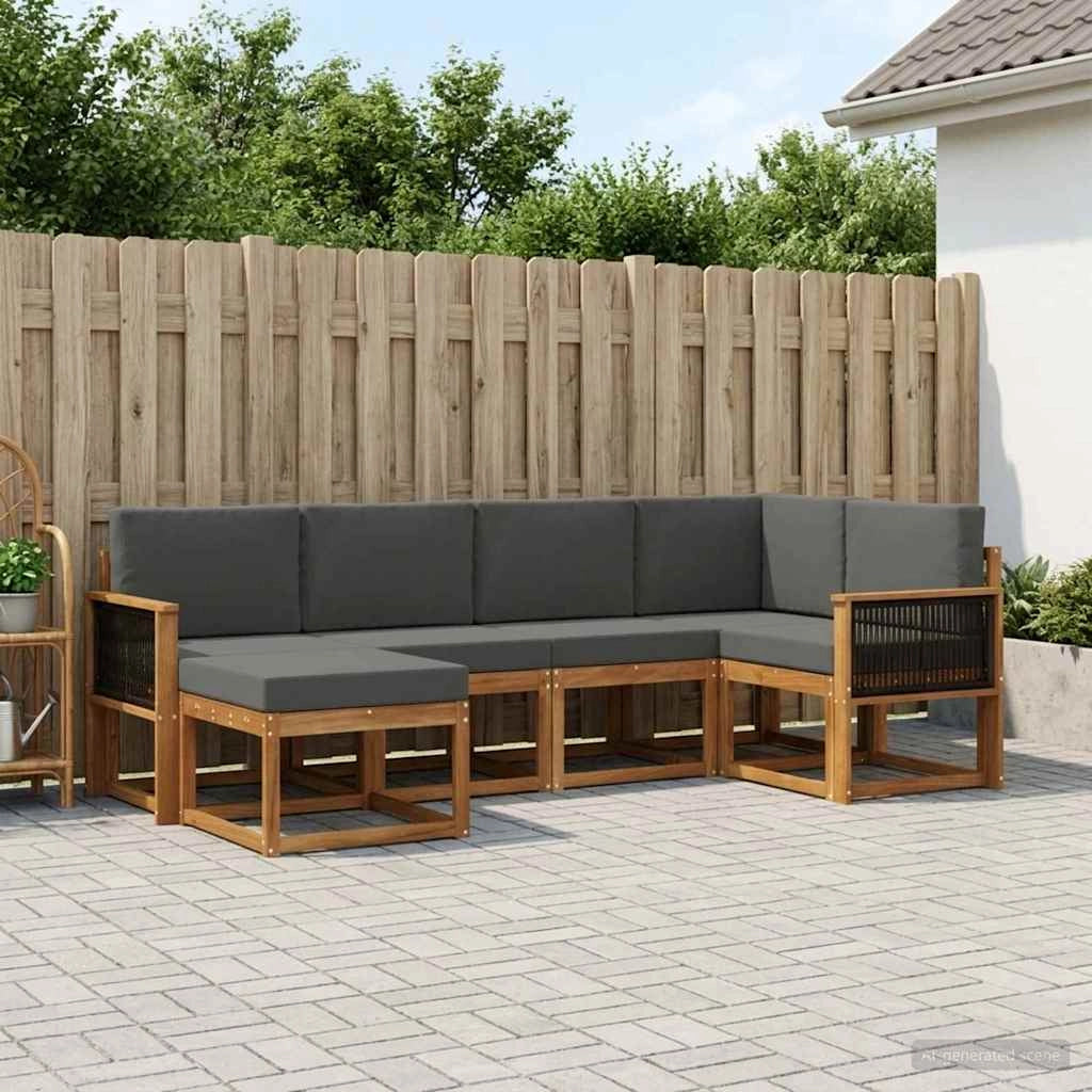Set di divani da esterno 6 pz Naturale e Antracite 3385353