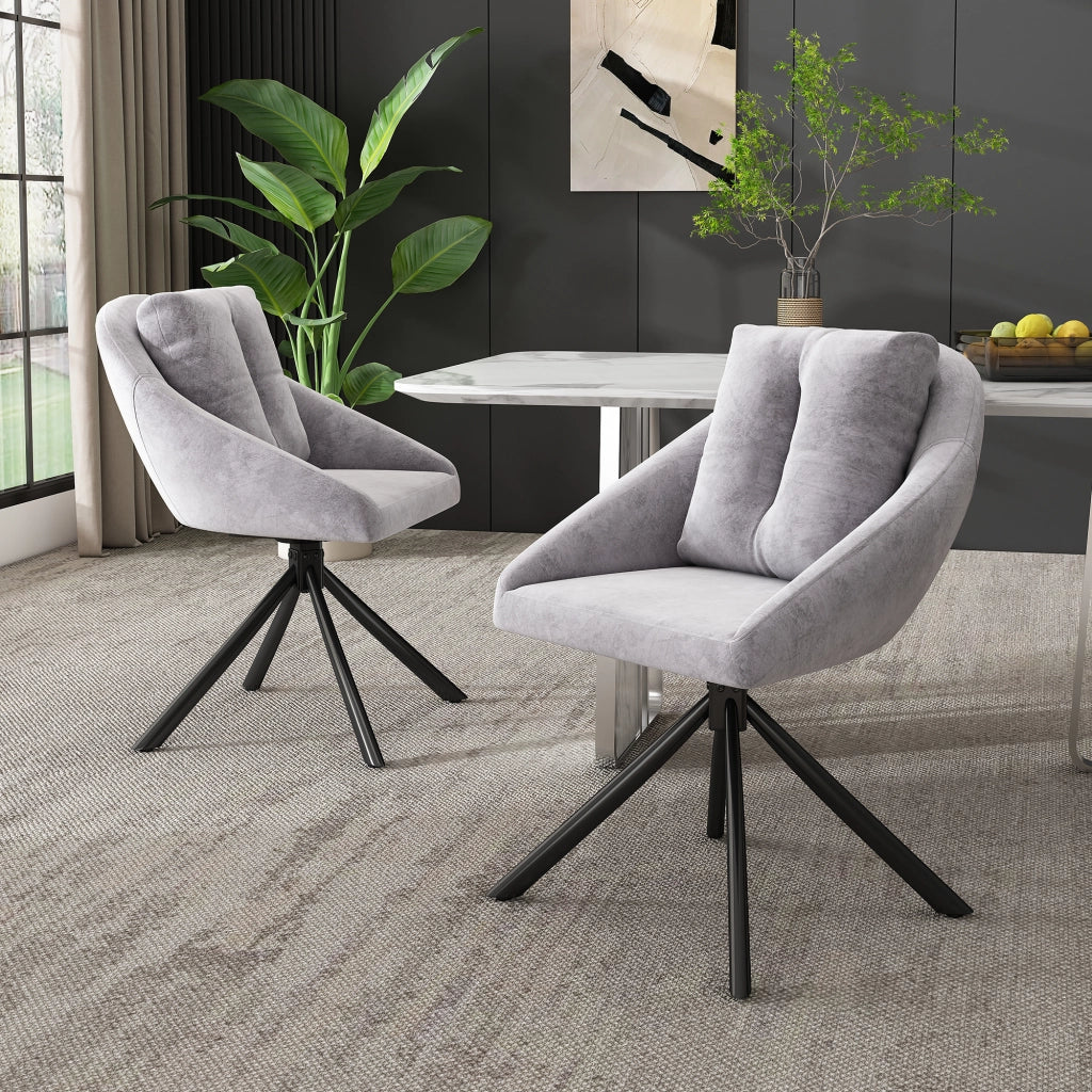 Sedia da Pranzo Girevole 360° con Design Ergonomico, Set da 2, in Velluto Grigio