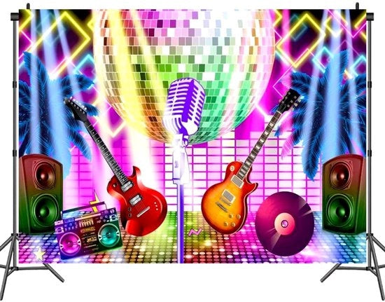 Tessuto di sfondo per fotografie - stile hiphop graffiti anni '90 neon - 150 cm x 100 cm - materiale vinile - resistente alla luce