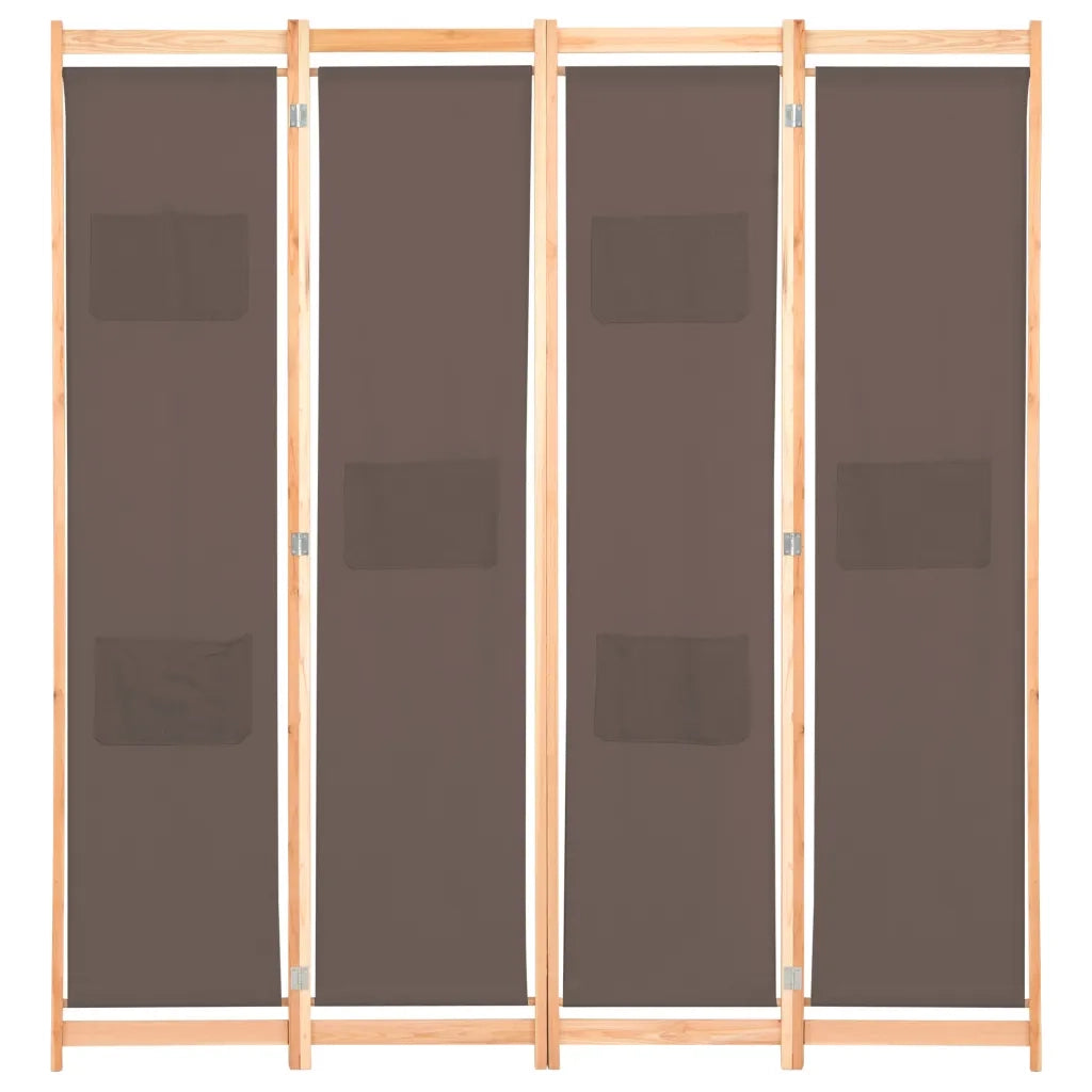Divisorio a 4 Pannelli Marrone 160x170x4 cm in Tessuto  cod mxl 66259