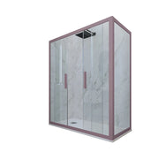 Box doccia 2 ante scorrevoli 75x140 CM H 200 Vetro Trasparente Profilo Lavanda mod. Glam Duo
