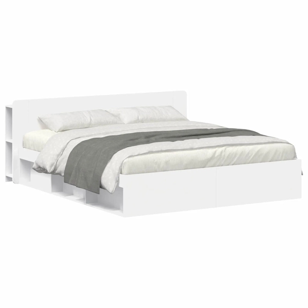 Telaio del letto con storage con testiera Bianco 180 x 200 cm 3433414