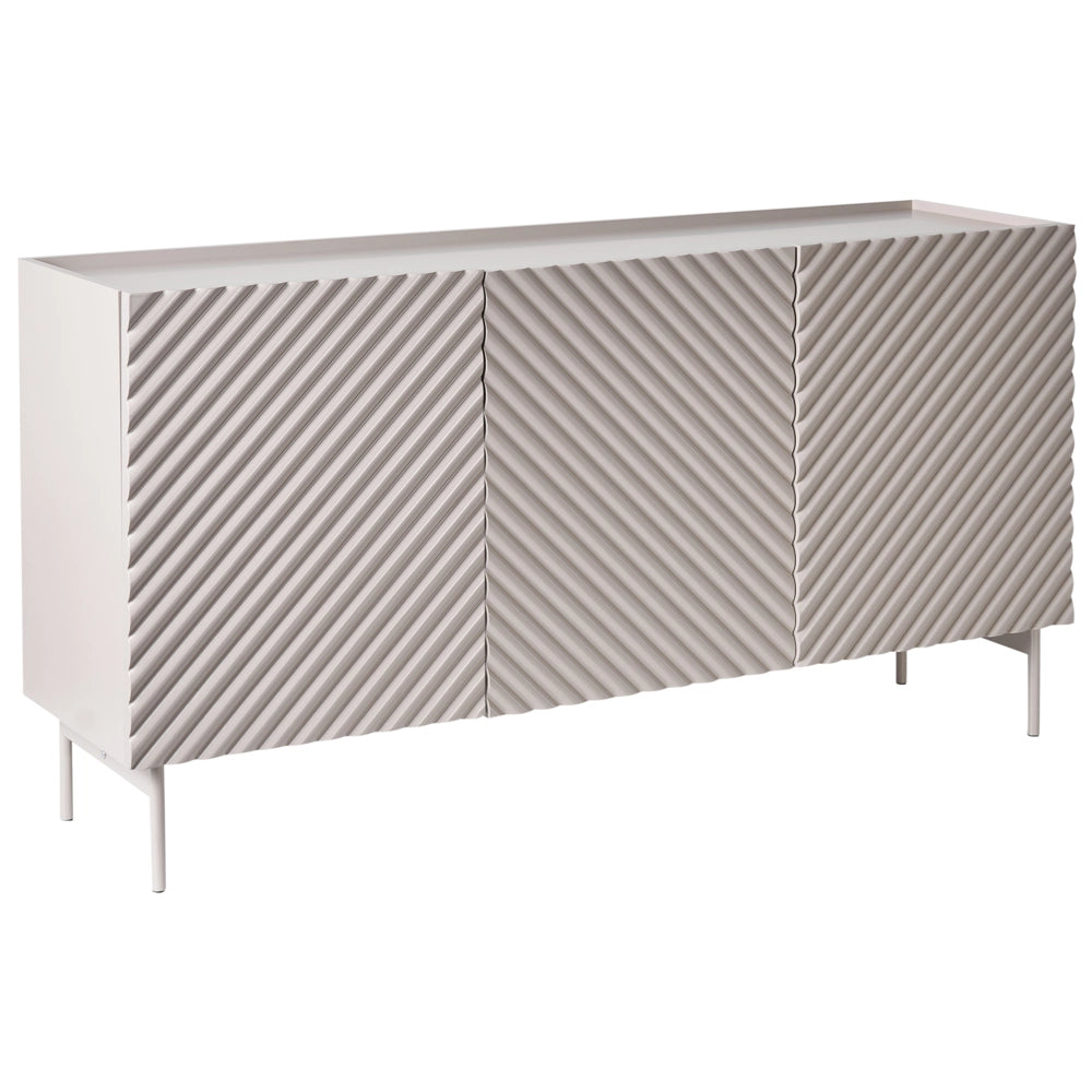 Credenza a 3 ante MDF beige chiaro con gambe in metallo Design moderno Camera da letto Soggiorno