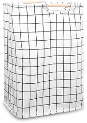 Asciugamano pieghevole, tessuto Oxford in cotone, grigio-nero a quadretti, 39×53×27 cm, asciugamano, asciugamano pieghevole con maniglia in legno, grande, asciugamano, camera da letto, bagno, cameretta