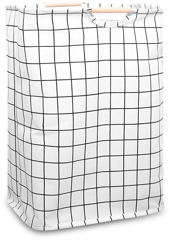 Asciugamano pieghevole, tessuto Oxford in cotone, grigio-nero a quadretti, 39×53×27 cm, asciugamano, asciugamano pieghevole con maniglia in legno, grande, asciugamano, camera da letto, bagno, cameretta