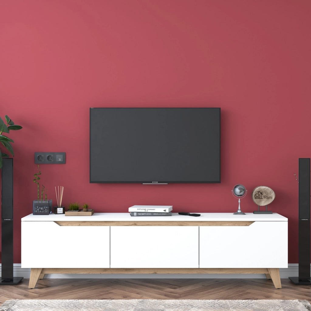 Porta TV in legno "Digi" - 180 x 35 x 48 cm - Beige