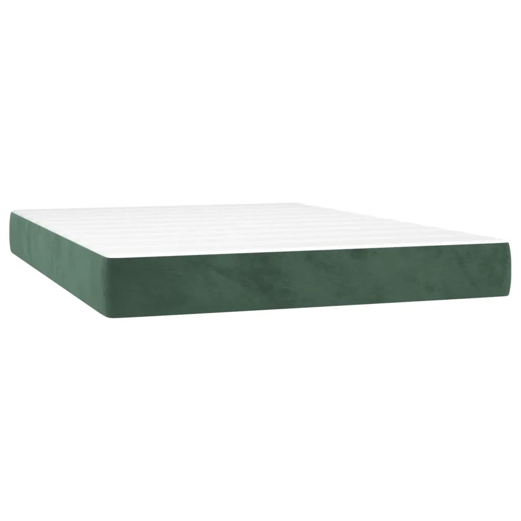 Materasso a Molle Insacchettate Rigidità Media Verde Scuro 140x190x20 cm in Velluto 347791
