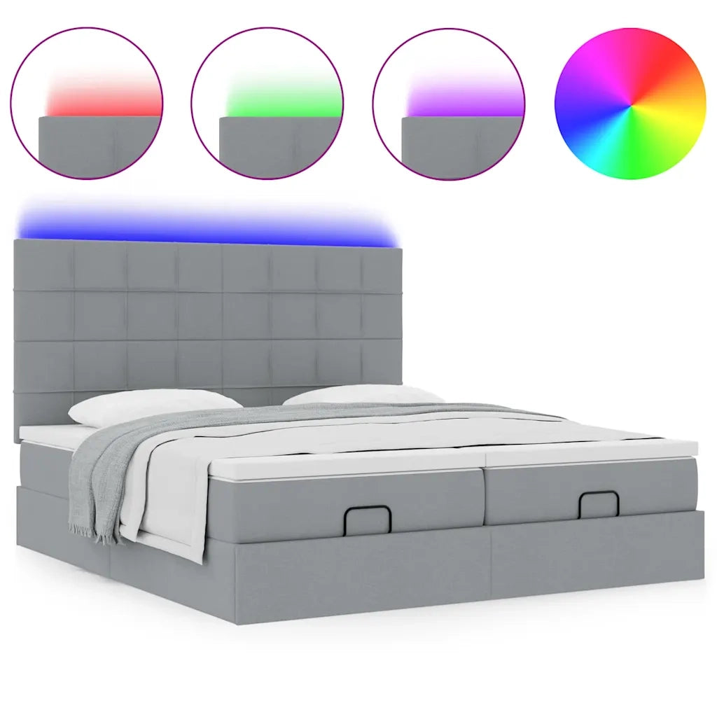 Struttura Letto Pouf con Materassi 200x200 cm in Tessuto 3314548