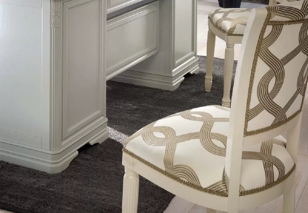 Scrivania shabby 10 cassetti in legno avorio/oro 180x85x82 - Mobili 2G