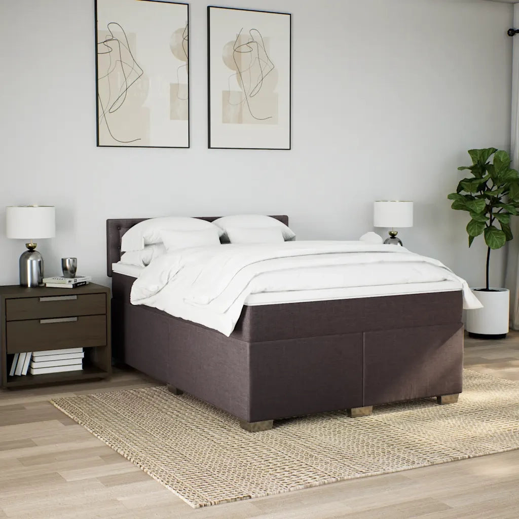 Giroletto a Molle con Materasso Marrone Scuro 140x190cm Tessuto 3285900