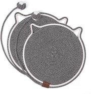 Matto di gatto in cartone, 2 pezzi di cartone di gatto, bordo di gatto circolare in grigio con spazzole di watten, giocattolo per gatti, matto di gatto in sisal 43x43cm, tavole di gatto naturali per la protezione dei tappeti e dei divani (grigio)