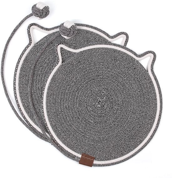 Matto di gatto in cartone, 2 pezzi di cartone di gatto, bordo di gatto circolare in grigio con spazzole di watten, giocattolo per gatti, matto di gatto in sisal 43x43cm, tavole di gatto naturali per la protezione dei tappeti e dei divani (grigio)