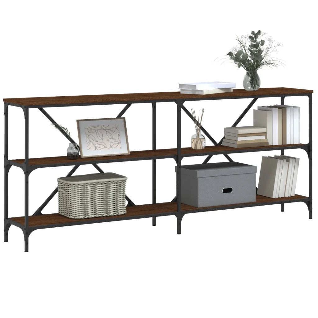 Tavolo Consolle | Tavolo d'Ingresso Rovere Marrone 180x30x75 cm Multistrato e Ferro
