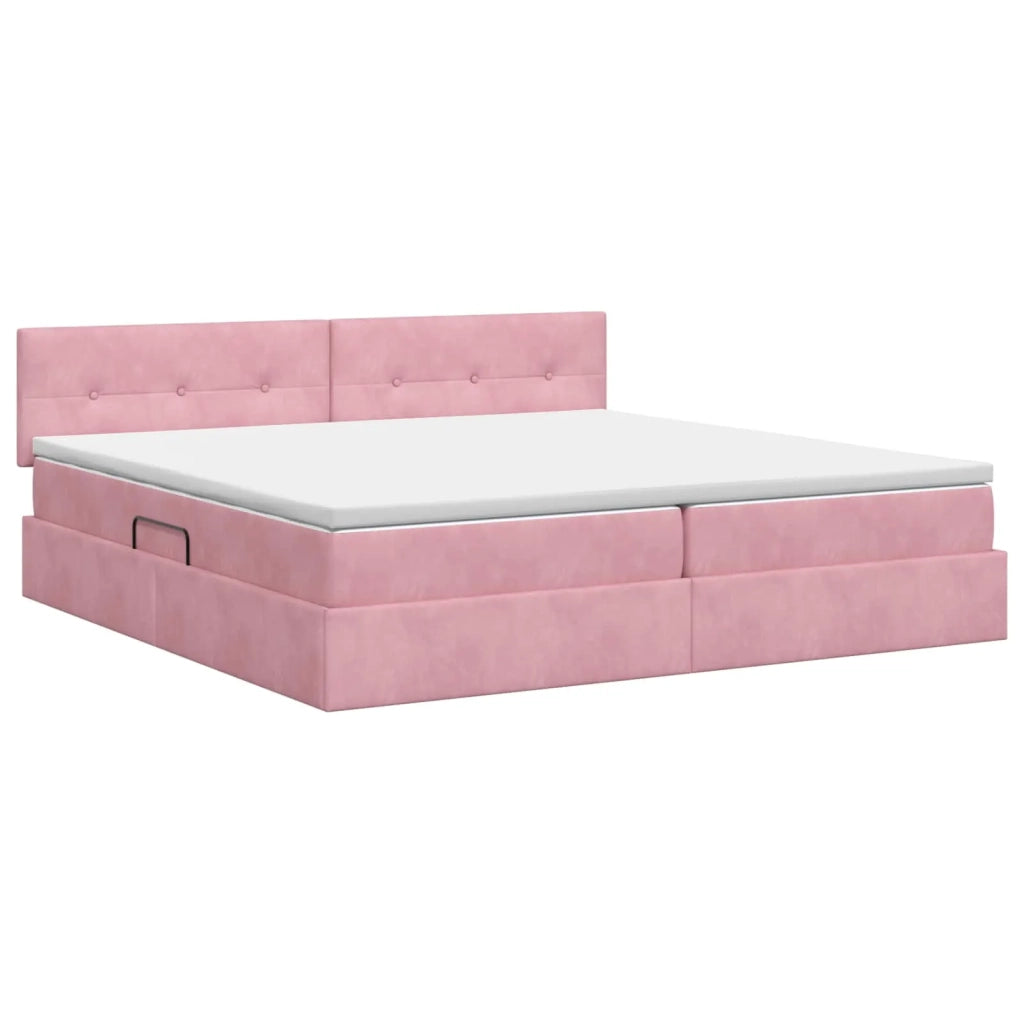 Letto con Contenitore con testiera Rosa 200 x 200 cm Velluto 3458834