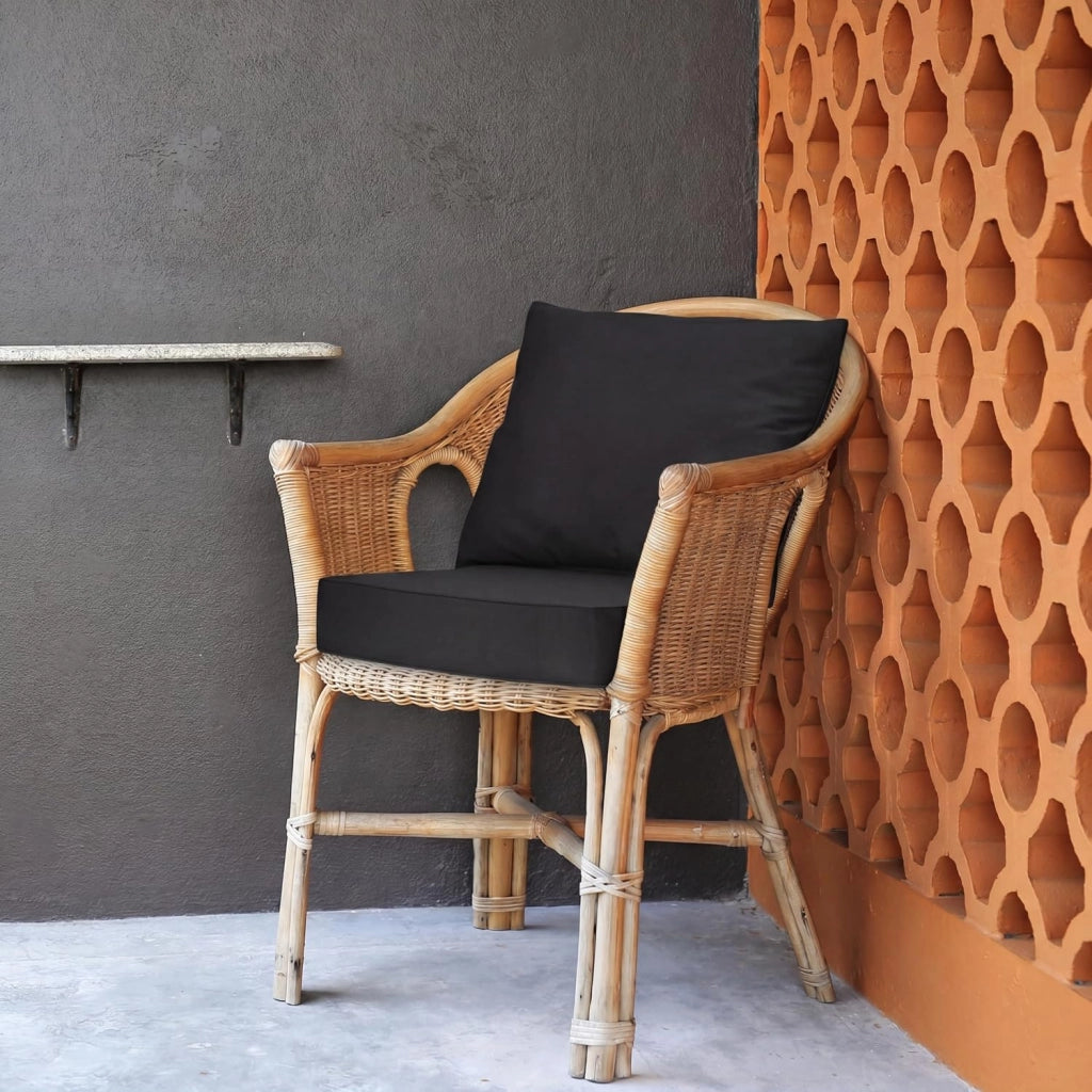Cuscino per Divano da Giardino, Cuscino per Sedia Rattan per Esterno, Set di 2 Cuscino per Mobili da Giardino (Nero)
