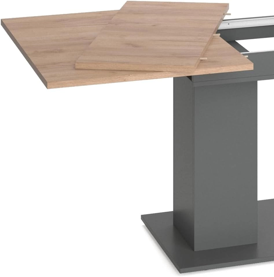 Tavolo da pranzo allungabile Dix, Antracite, 140 x 90 cm, con piano ribaltabile e struttura estensibile