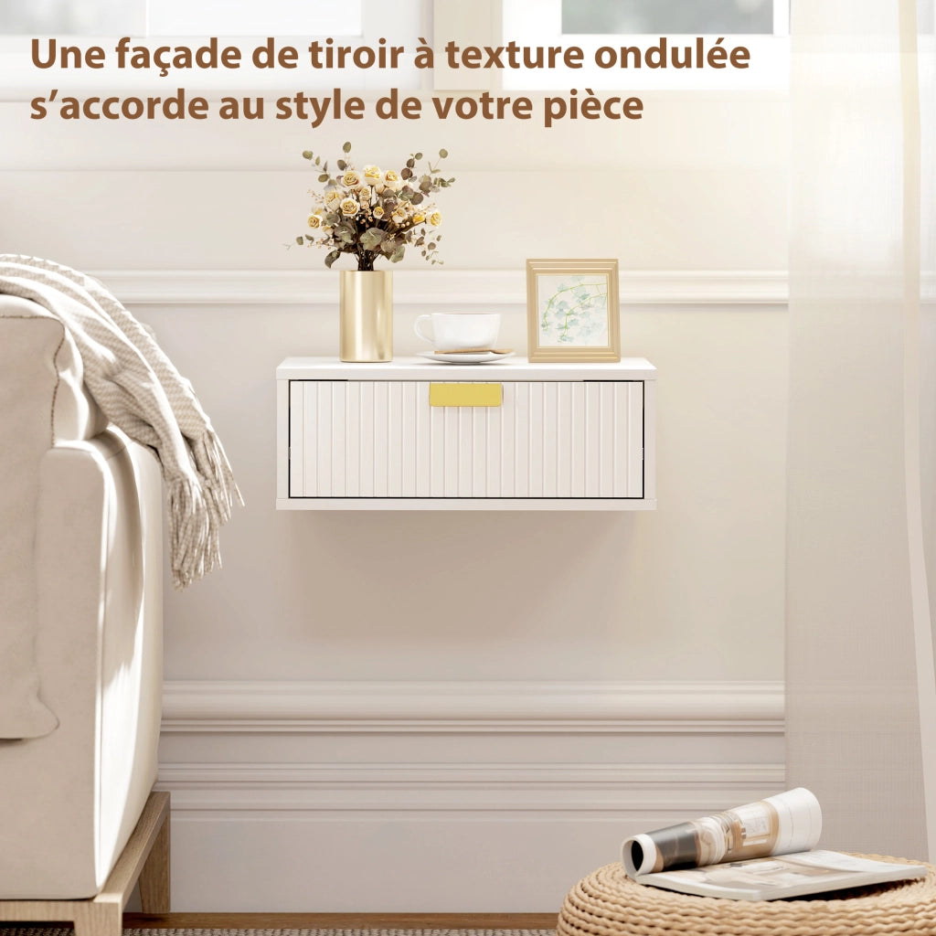 Comodini a muro con cassetto ¨C Zephmum ¨C Bianco 40x30x15 cm
