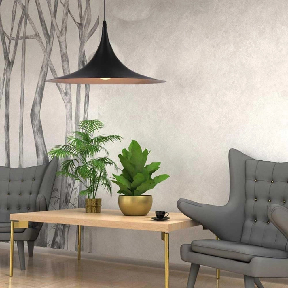 Trade Shop - Lampadario A Sospensione Soffitto Stile Contemporaneo Nordico Attacco E27 In Metallo B97 - Nero