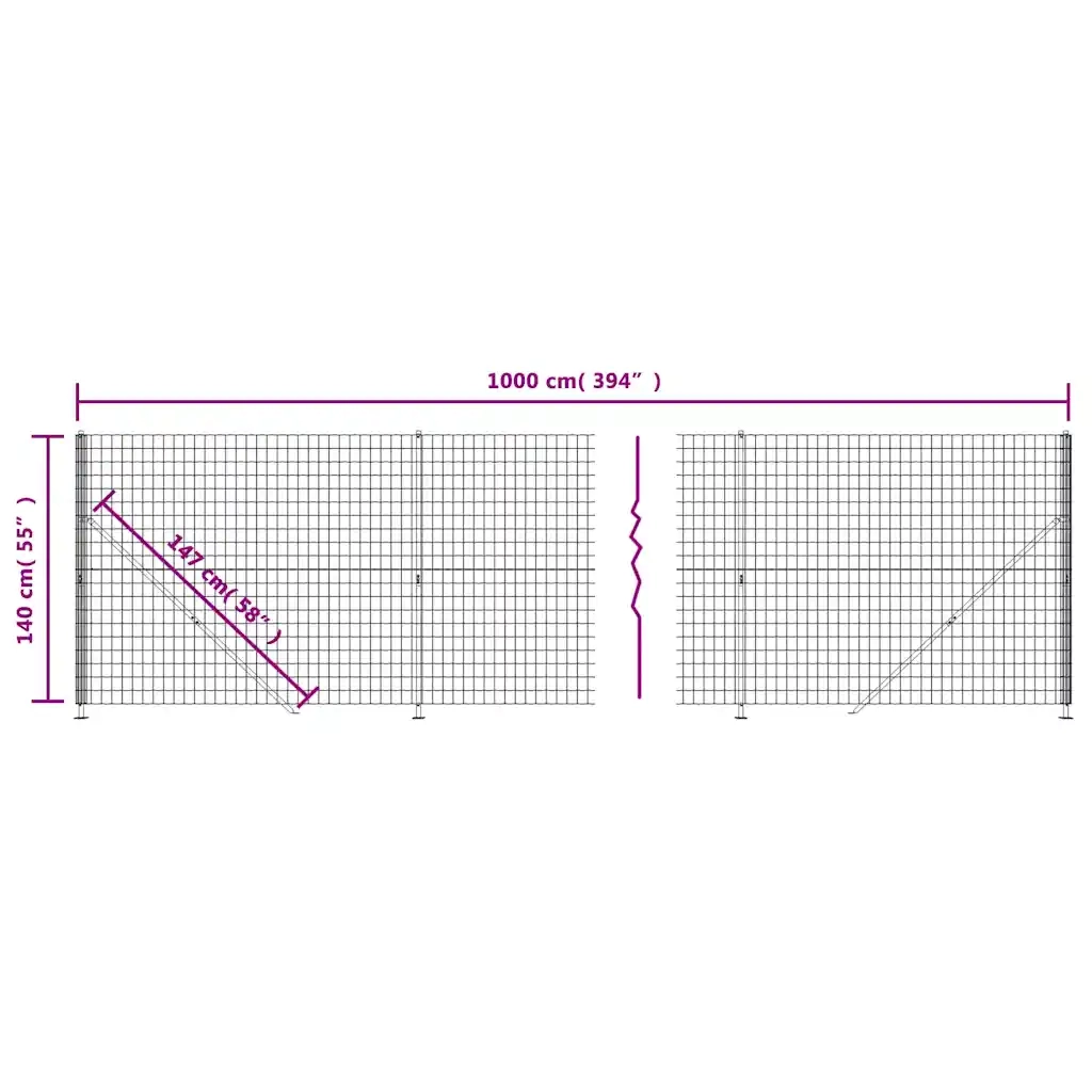 Recinzione Metallica con Flangia Antracite 1,4x10 m 154307