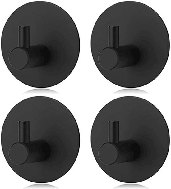 Set di 4 asciugamani appesi - set di supporti per asciugamani adesivi per bagno e cucina - materiale in acciaio inox nero