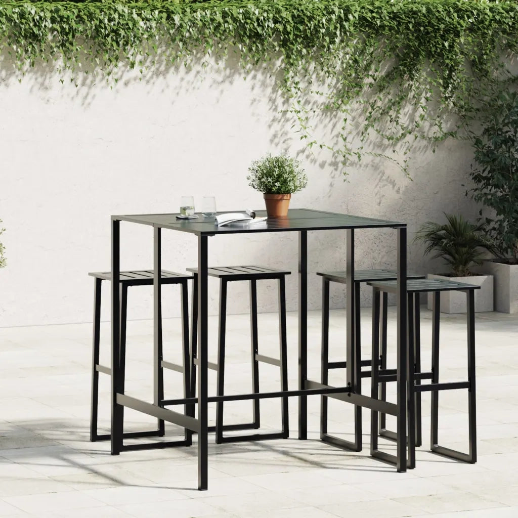 Tavolino da Giardino | Tavolo da Bar Nero 100x100x110 cm Acciaio Verniciato a Polvere