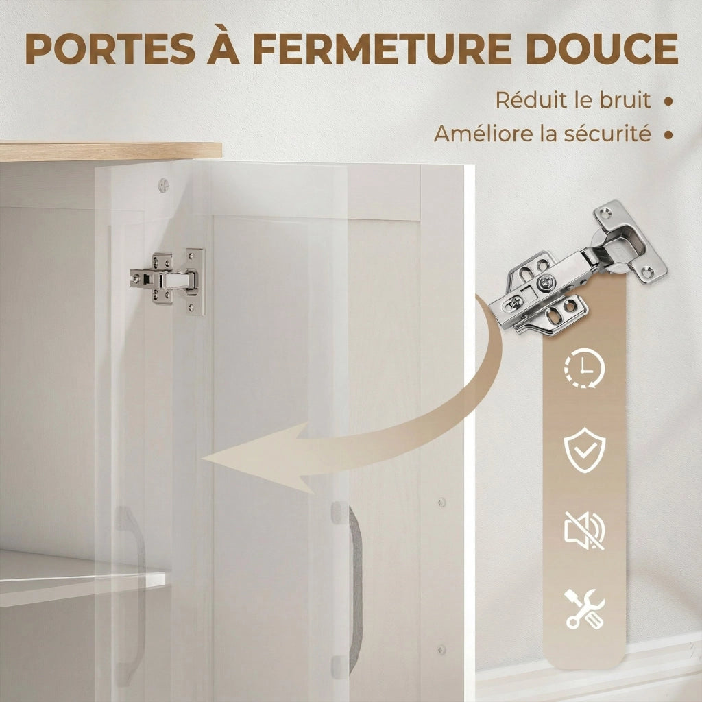 Cassettiera con ante ¨C zephmum ¨C 110x35x80,4cm bianco e legno naturale