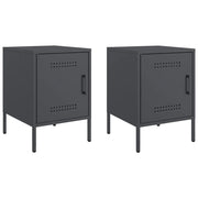 Set di 2 Comodini | Armadio da Notte | Mobiletto da notte Antracite 36x39x50,5 cm in Acciaio