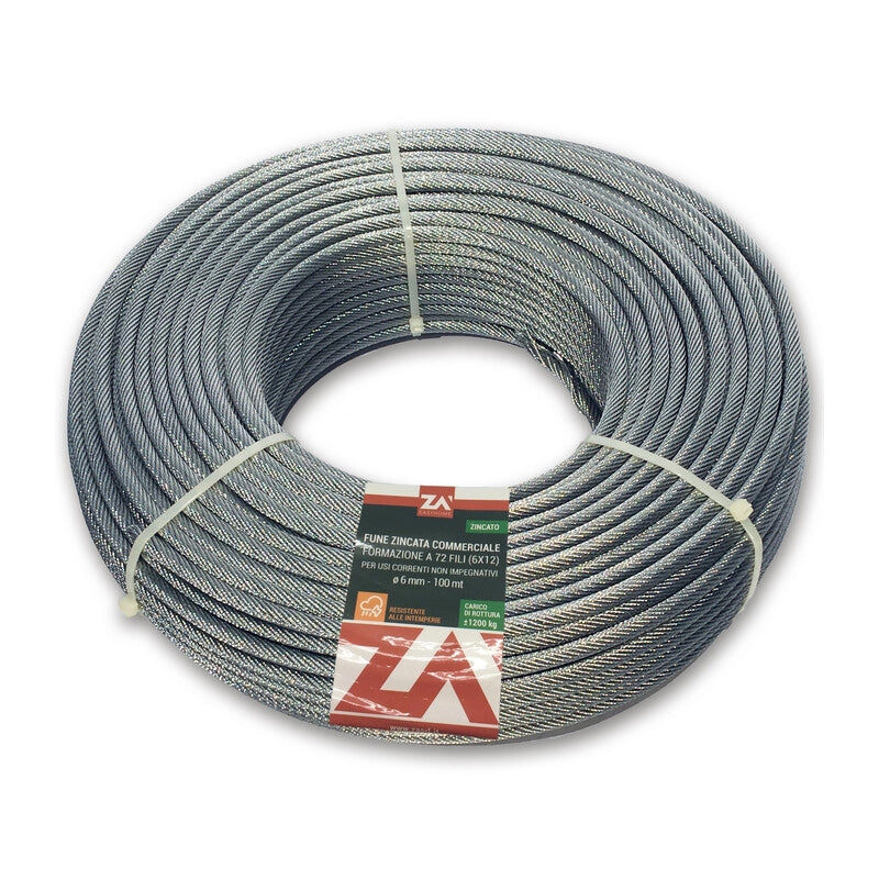 FUNE ACCIAIO ZINCATO ANTIGIRO 133F D 6 100 M- 1,0 pz