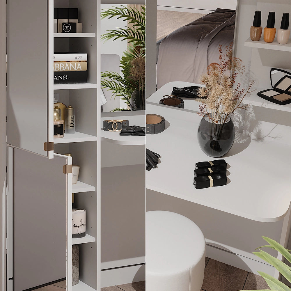 Vicco Tavolo da toeletta Bianco 123 x 141.2 cm con sgabello